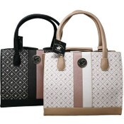 Wholesale - BHPC CARRY ALL HANDBAG W/TOP ZIPPER 2-ASST BLK & TAUPE